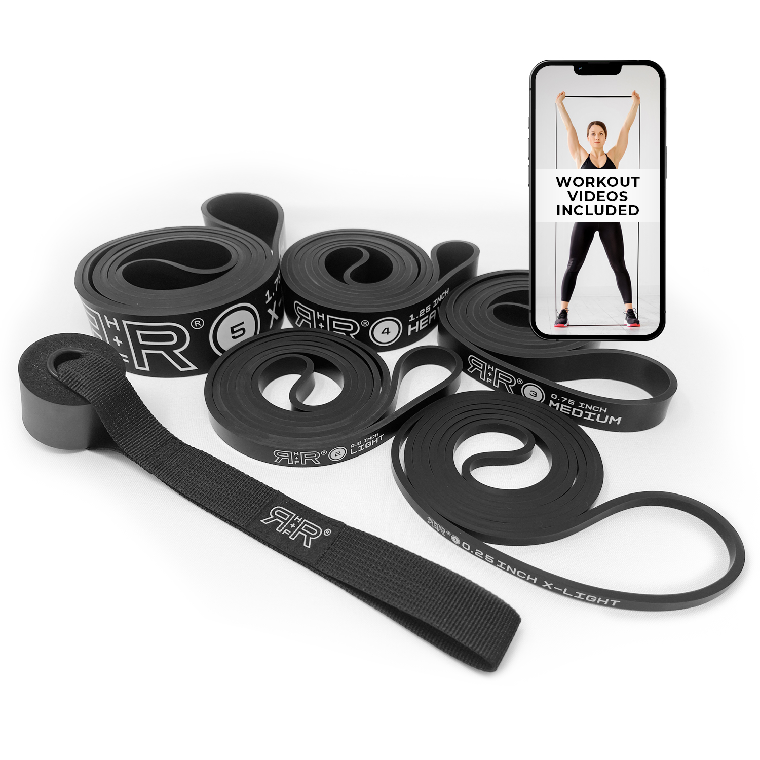 RR H F Heavy Duty Resistance Bands All 5 With Door Anchor RR RR H F Heavy Duty Resistance Bands All 5 With Door Anchor RR